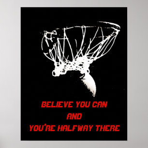 Poster vermelho branco preto do basquetebol do pop