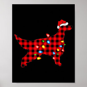 Poster Vermelho Buffalo Xadrez Papai Noel Setter Irlandês