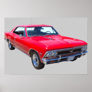 Pôster Vermelho Chevy 1966 Chevelle SS 396