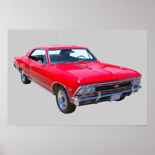 Poster Vermelho Chevy 1966 Chevelle SS 396