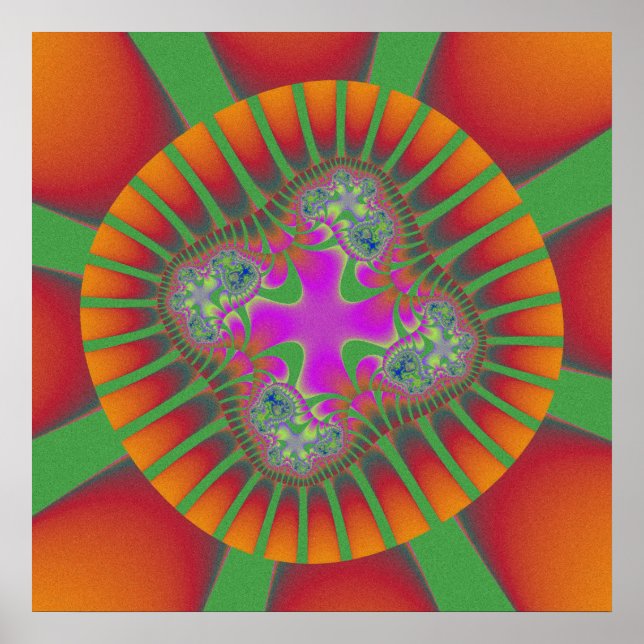Poster Vermelho colorido, laranja e verde (Frente)