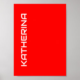 Poster Vermelho Cor Sólida   Nome Branco Clássico
