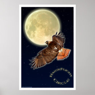 Poster VERMELHO da arte da LUA II do FALCÃO