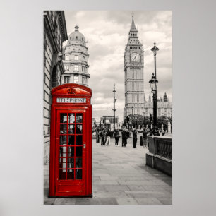 Poster vermelho da paisagem de Big Ben do telefone