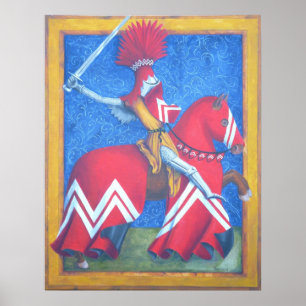 Poster vermelho do cavaleiro