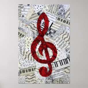 Poster vermelho do Clef de triplo