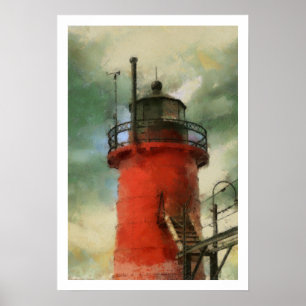 Poster vermelho do farol