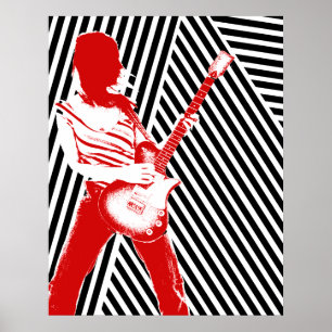 Poster vermelho do guitarrista
