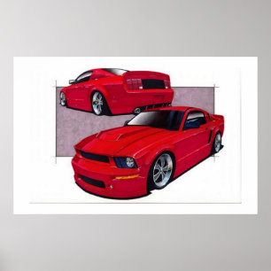Poster vermelho do mustang