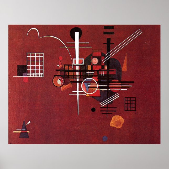 Poster Vermelho Dull, famosa pintura Wassily Kandinsky, (Frente)