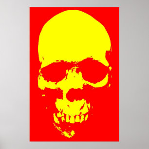 Pôster Vermelho e Amarelo Pop de Skull