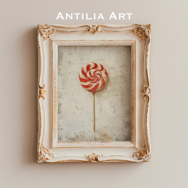 Poster Vermelho e branco, doce natalino Lollipop (Criador carregado)