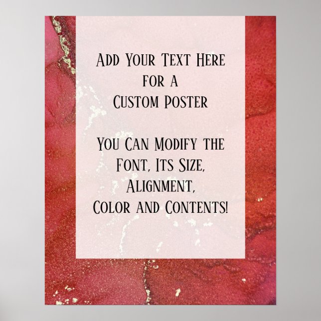 Poster Vermelho e Dourado Abstrato de Álcool Tinta Fluida (Frente)