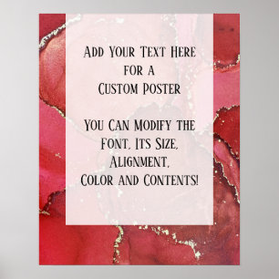 Poster Vermelho e Dourado Abstrato - Tinta de Álcool - A