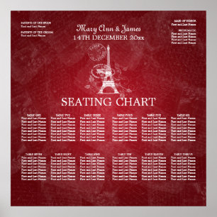 Poster Vermelho elegante de Paris da carta do assento do