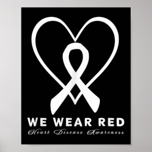 Poster Vermelho Em Fevereiro Doença Cardíaca Sensibilizaç