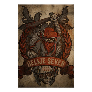 Pôster Vermelho Estrela Belgrado Delije Sever 1989