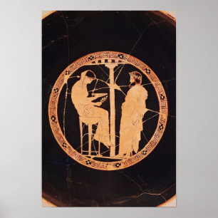 Poster Vermelho-figura ateniense kylix que descreve