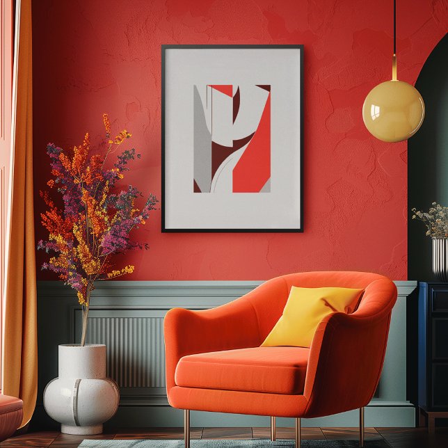 Poster Vermelho Geométrico e Abstrato Cinza (Criador carregado)