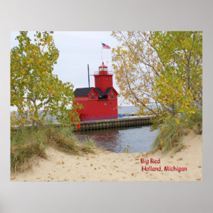 Poster vermelho grande do farol