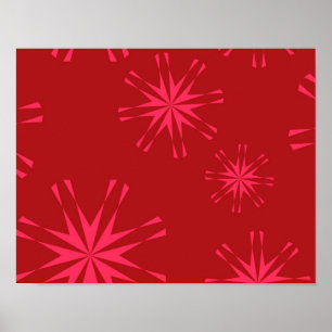 Poster Vermelho, rosa, abstrato moderno na moda legal da