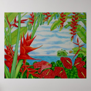 Pôster Vermelho tropical
