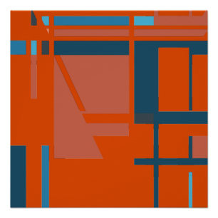 Pôster Vermelho Turquesa Azul em Laranja Brilhante Aspect
