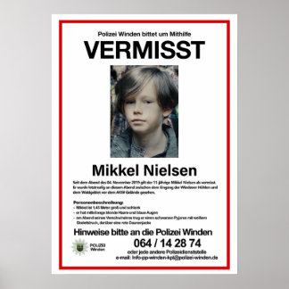 Poster Vermisst Mikkel Nielsen