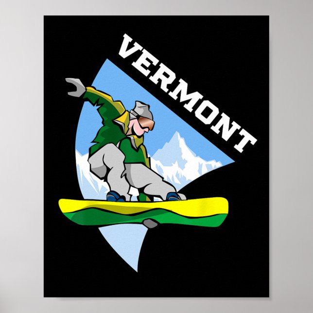 Poster Vermont Snowboard Snowboarder Crianças (Frente)