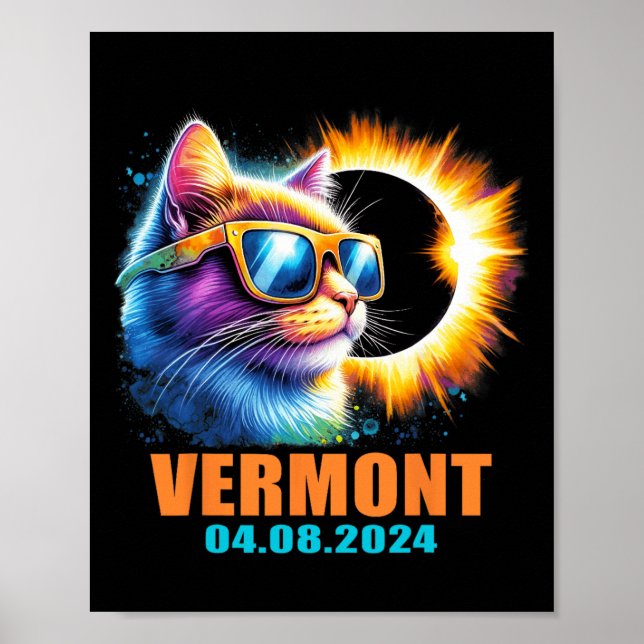 Poster Vermont Total Solar Eclipse 2024 Cat Solar Eclipse (Frente)