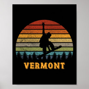 Poster Vermont Vintage Sun Snowboard Snowboard Retro