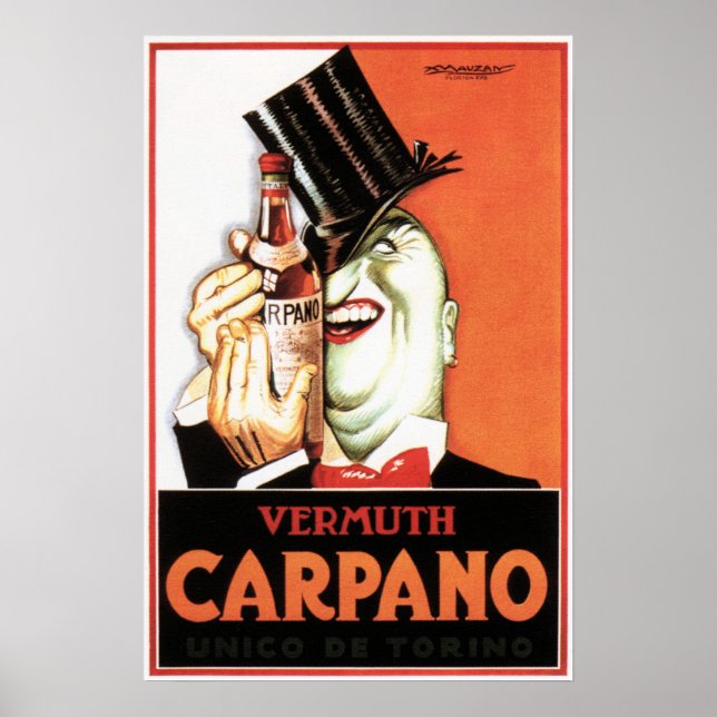 Poster VERMUTH CARPANO Espíritos italianos Art Deco Mauza (Frente)