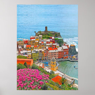 Poster VERNAZZA - Cinque Terre - panorama - Ligúria -