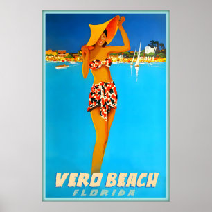 Poster Vero Beach Flórida Condado de Indian River Viagem