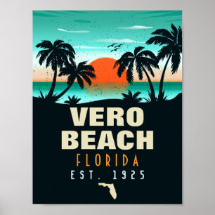 Poster Vero Beach Florida Retro Sunset Souvenirs 60s