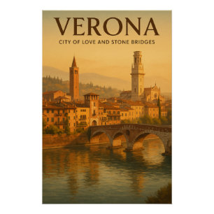 Pôster Verona Cidade do Amor e Pontes de Pedra