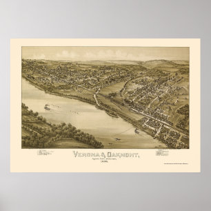 Poster Verona & Oakmont, mapa panorâmico do PA - 1896
