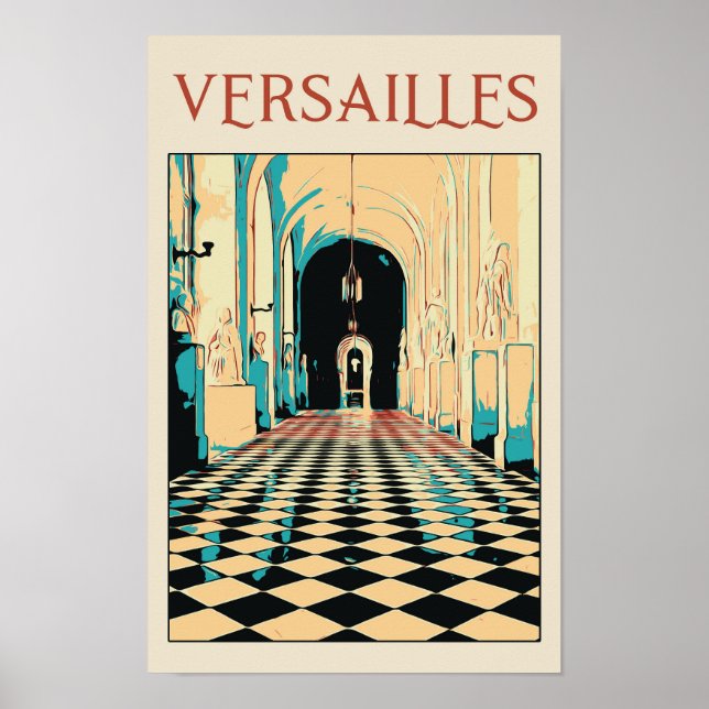 Poster Versailles château ilustração France Postcard (Frente)