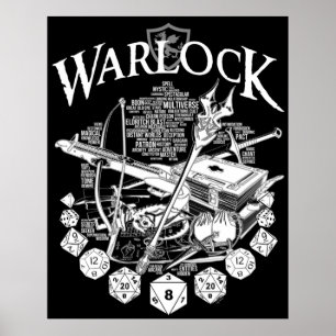 Poster Versão Branca de Warlock da Série RPG