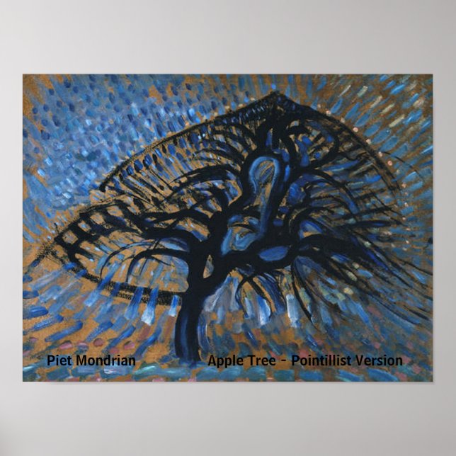 Poster Versão do Pointillist da Árvore da Apple Mondrian  (Frente)
