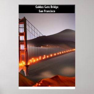 Poster Versão Dreamlike da ponte do portão do Ouro, San F