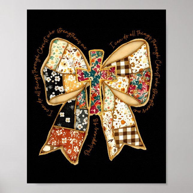 Poster Verse Bible Coquette Christian Jesus Bow Patchwork (Frente)