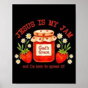 Poster Versículo Bíblico Cristão Fé Morango Jesus É Meu