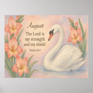 Poster Versículo Bíblico do Flamingo de Agosto Presente d