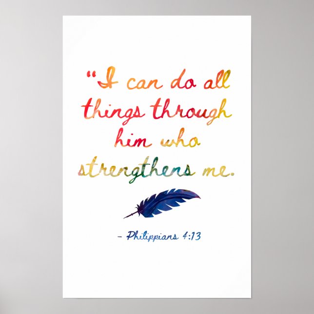 Poster Versículo Bíblico para ser Forte - Filipenses 4:13 (Frente)