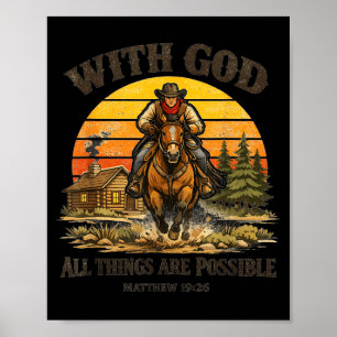 Poster Versículo da Bíblia Cristã Cowboy Ocidental País J