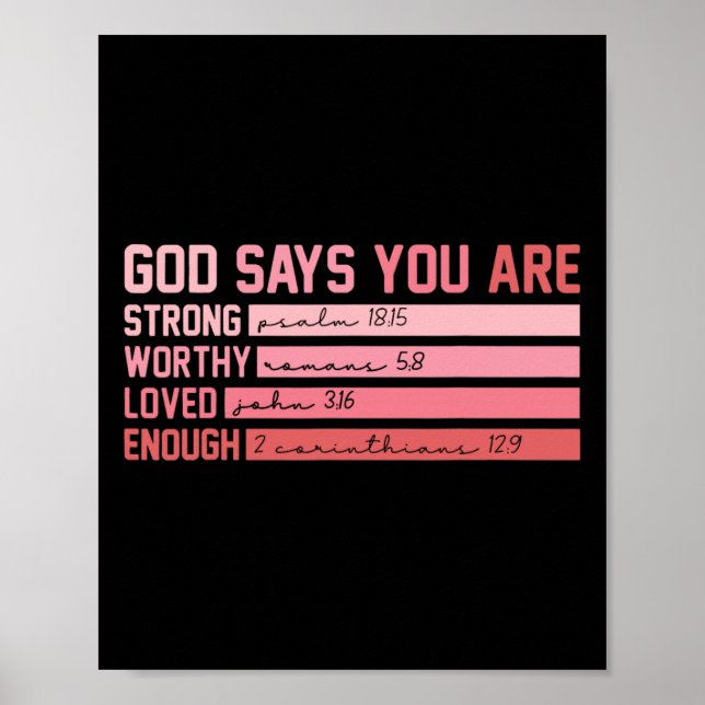 Poster Versículo da Bíblia Cristã Deus Diz Que Você É Dia (Frente)