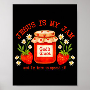 Poster Versículo da Bíblia Cristã Fé Morango Jesus É Meu