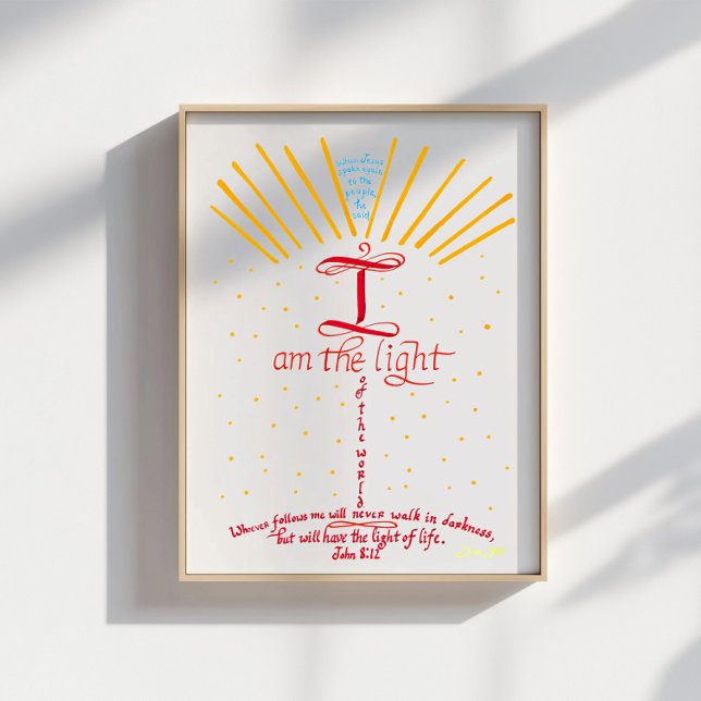 Poster Versículo da Bíblia Cristã Jesus João 8 12 (Criador carregado)
