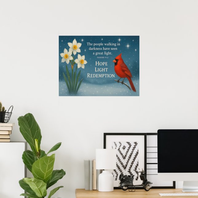 Poster Versículo da Bíblia de Dezembro Esperança Alegria  (Escritório em casa)